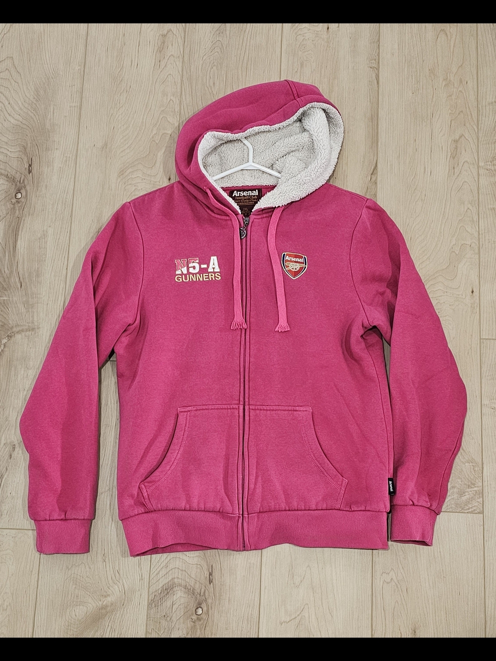 Official Arsenal FC Pink Sherpa-Lined Zip Hoodie - Asian 2XL (Fits like US M)